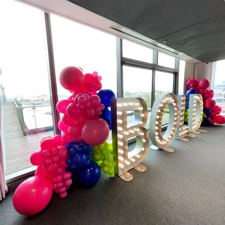 Pink, Neon Yellow and Navy Blue Garland