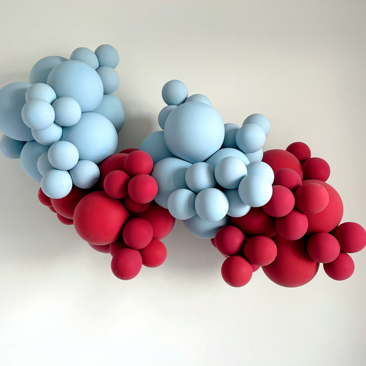 Light Blue and Red Balloon Garland