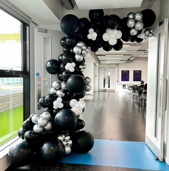Black, White and Silver Balloon Semi-Arch