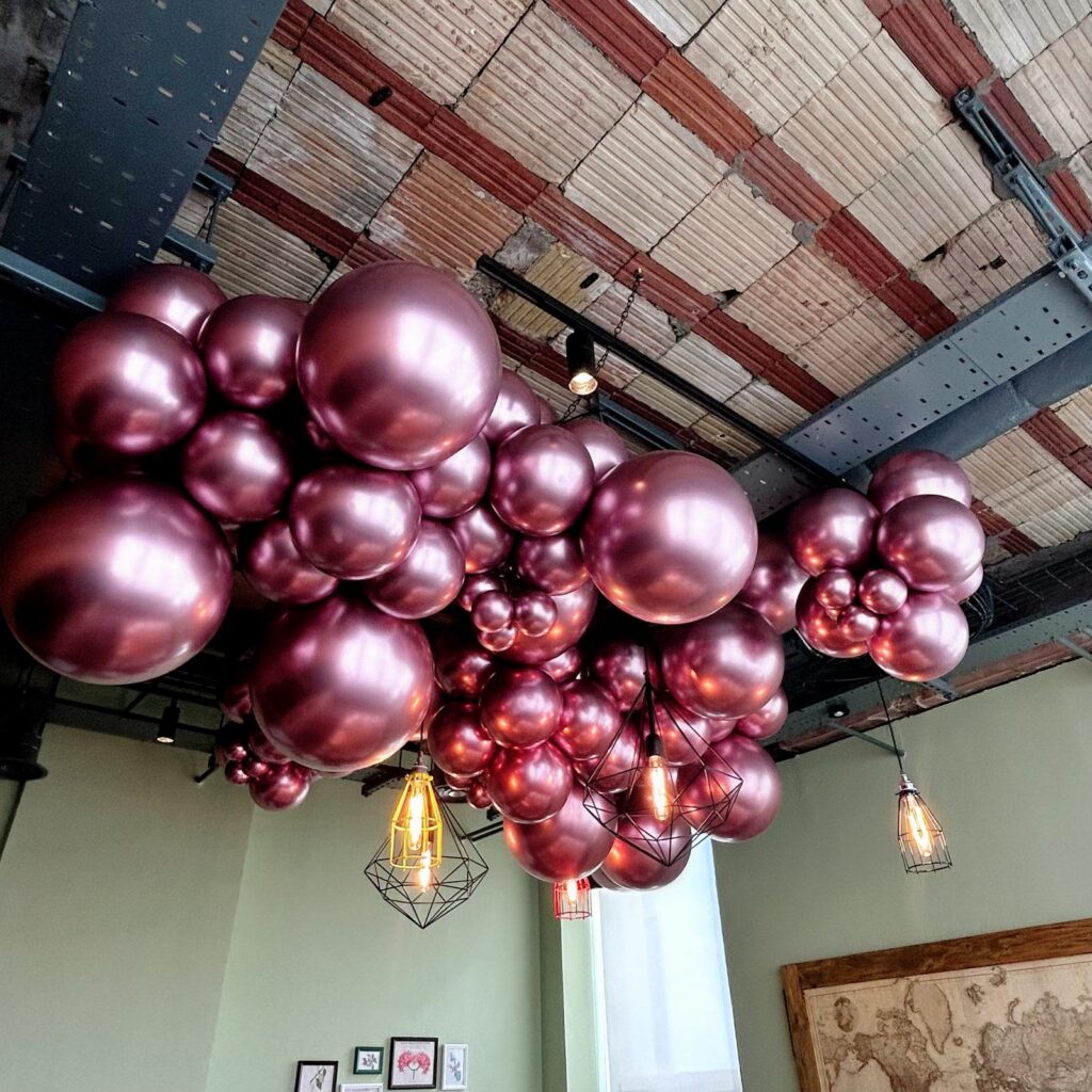 Pink balloon cascade
