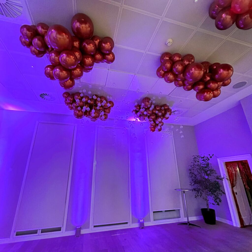 Red Ceiling Balloon Display